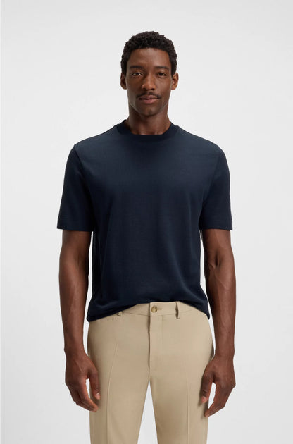 COTTON-SILK T-SHIRT WITH PRINCE OF WALES CHECK