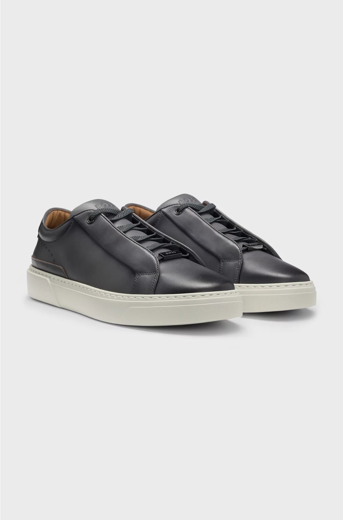GARY LEATHER TRAINERS WITH HIDDEN LACES