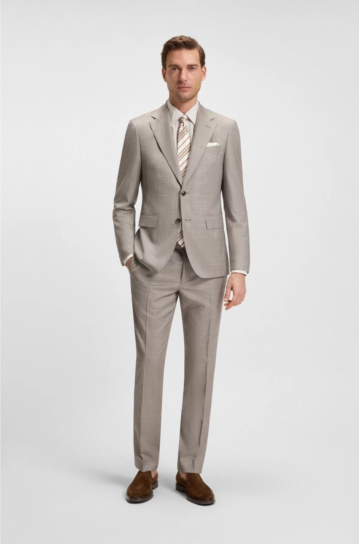 SUEDE LOAFERS WITH LEATHER PIPING