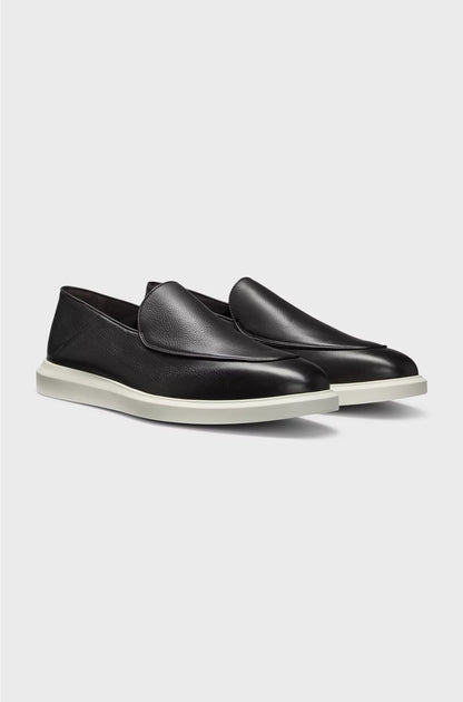 LEATHER LOAFERS WITH RUBBER OUTSOLE