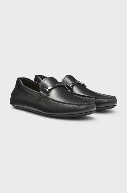 LEATHER LOAFERS WITH BRANDED HARDWARE