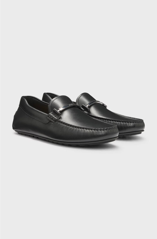 LEATHER LOAFERS WITH BRANDED HARDWARE