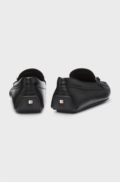 LEATHER LOAFERS WITH BRANDED HARDWARE