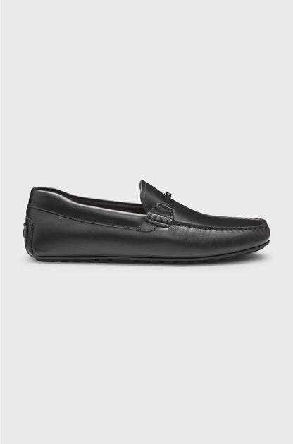 LEATHER LOAFERS WITH BRANDED HARDWARE