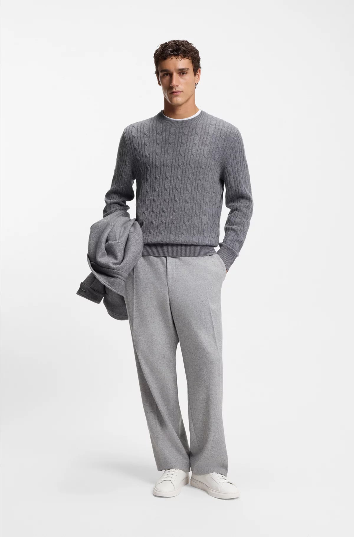 GRAINED-LEATHER TRAINERS WITH RUBBER SOLE