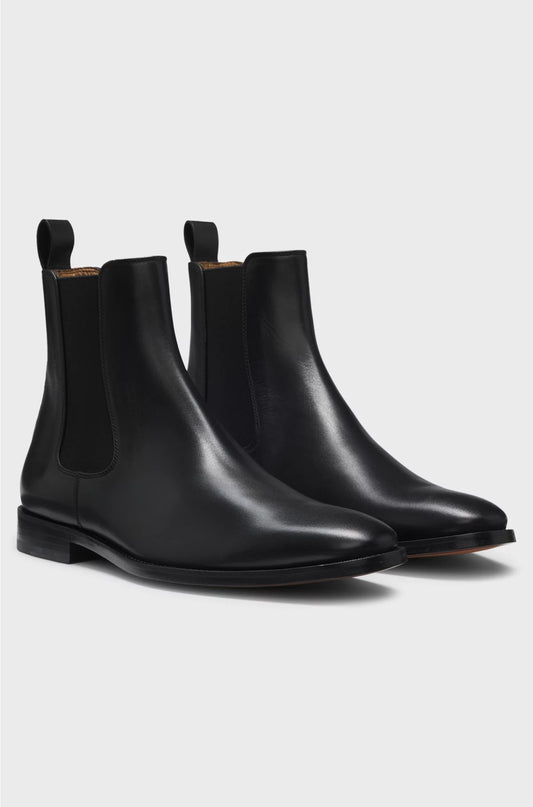 LEATHER CHELSEA BOOTS WITH ELASTICATED PANELS