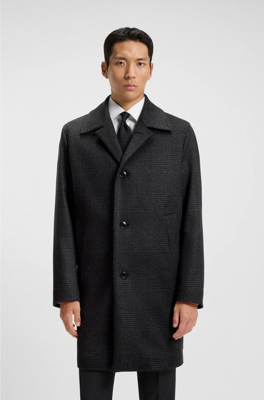 RELAXED-FIT COAT IN CHECKED WOOL AND CASHMERE