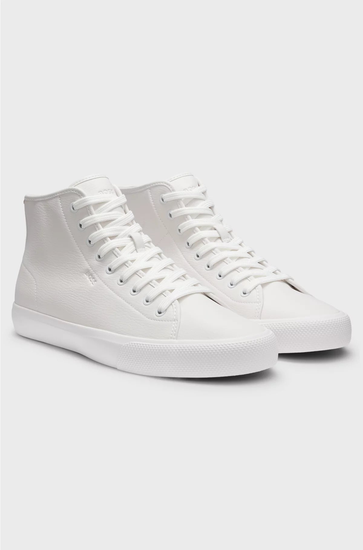 FAUX-LEATHER HIGH-TOP TRAINERS WITH GRAINED TEXTURE