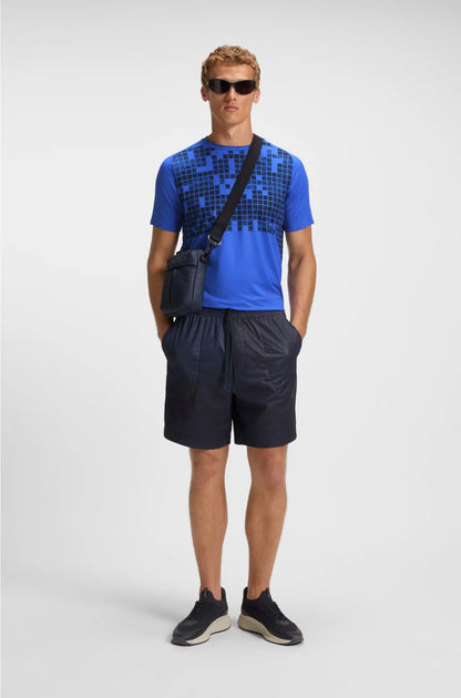 ACTIVE SLIM-FIT T-SHIRT IN PRINTED STRETCH MESH