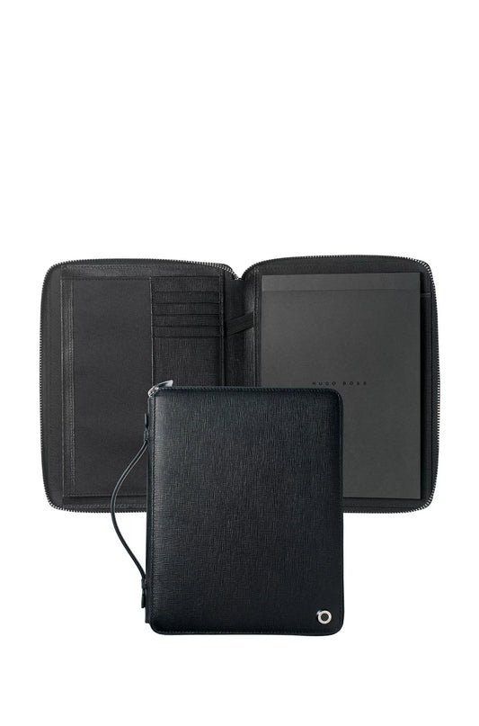 A5 CONFERENCE FOLDER IN BLACK TEXTURED LEATHER