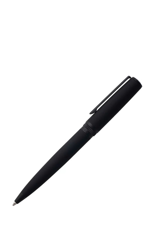 BALLPOINT PEN IN MATTE-BLACK LACQUER WITH LOGO RING