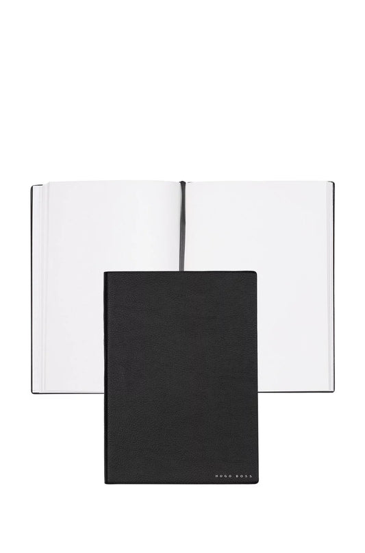 A5 NOTEPAD IN BLACK FAUX LEATHER
