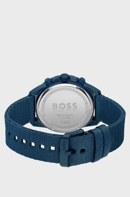 BLUE-DIAL CHRONOGRAPH WATCH WITH FABRIC STRAP