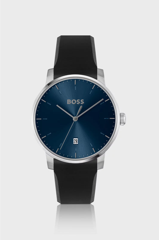 SILICONE-STRAP WATCH WITH BLUE DIAL