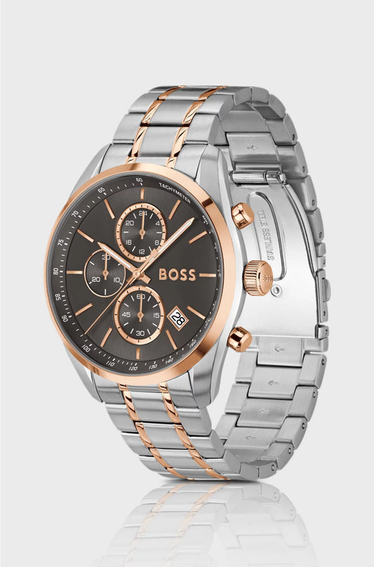 TWO-TONE CHRONOGRAPH WATCH WITH GREY DIAL