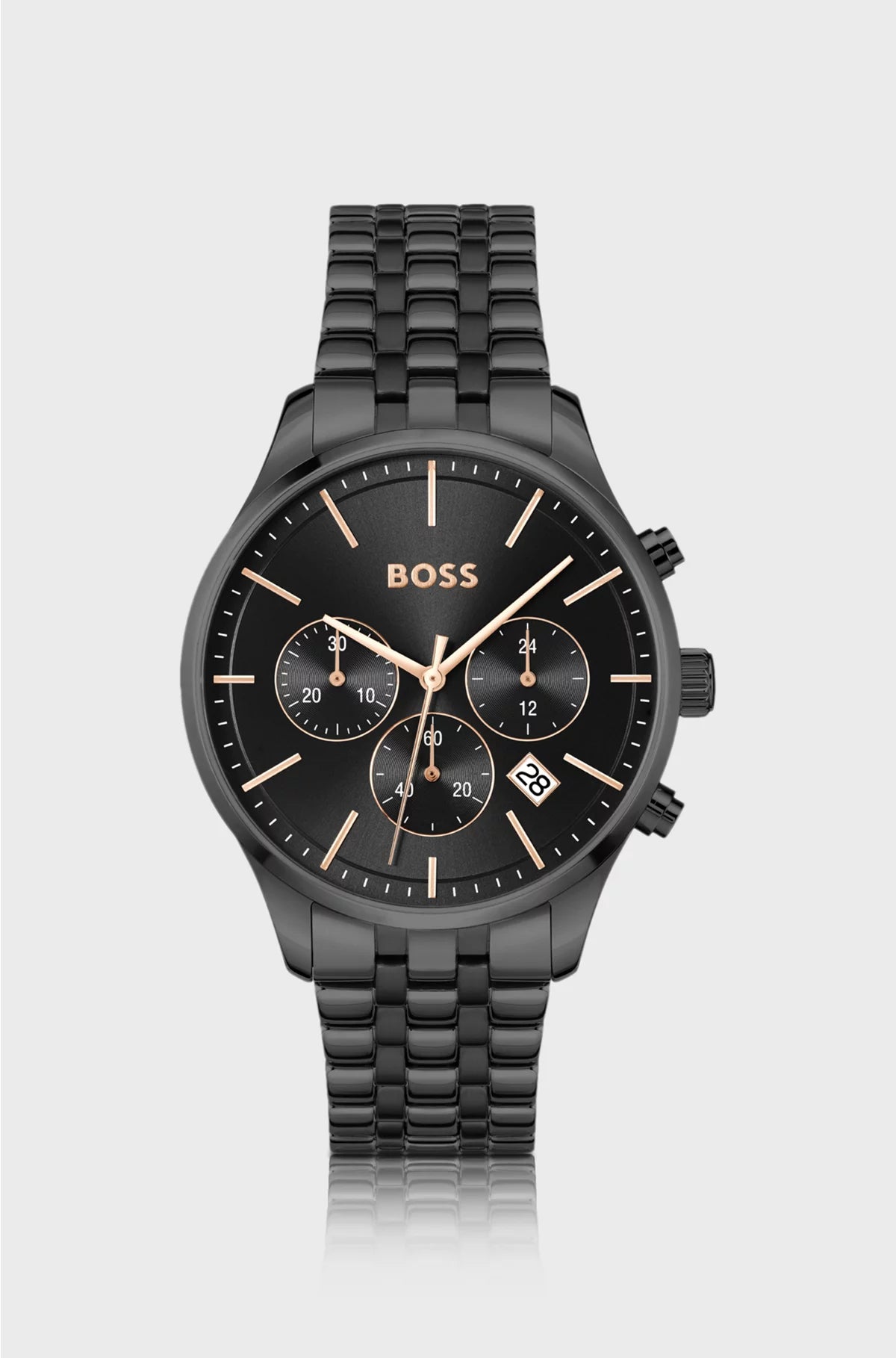 AVERY BLACK-PLATED CHRONOGRAPH WATCH WITH MULTI-LINK BRACELET