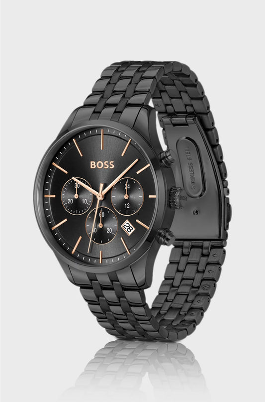 AVERY BLACK-PLATED CHRONOGRAPH WATCH WITH MULTI-LINK BRACELET