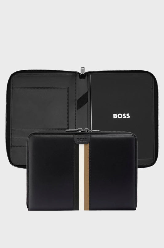 A4 CONFERENCE FOLDER IN FAUX LEATHER WITH SIGNATURE STRIPE