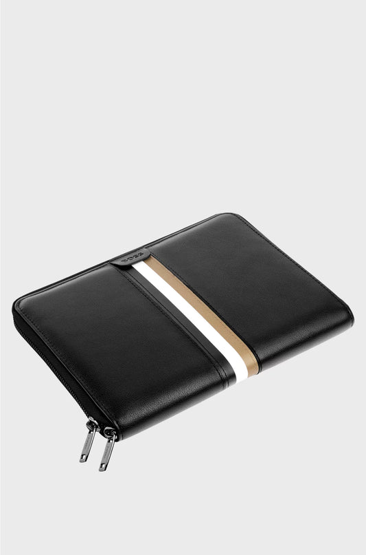 A5 CONFERENCE FOLDER IN FAUX LEATHER WITH SIGNATURE STRIPE