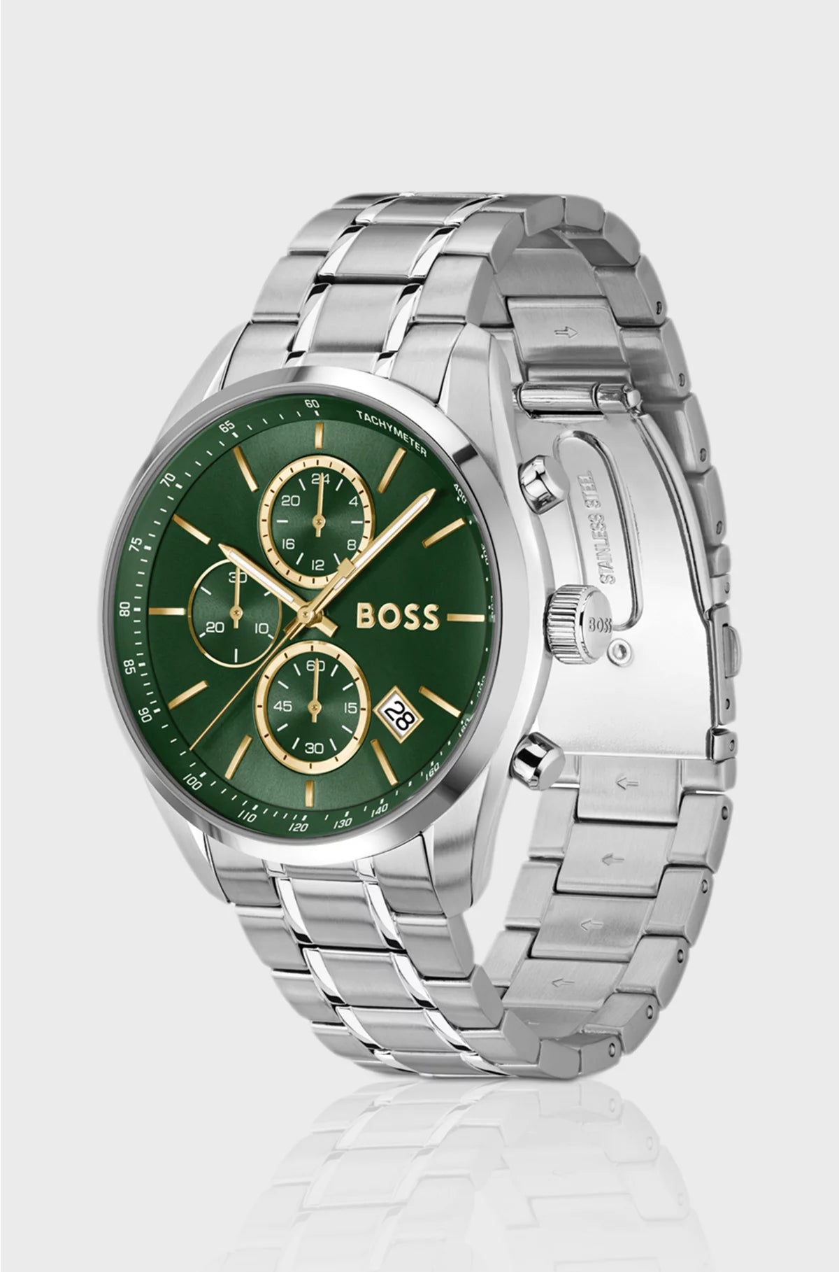 GRAND PRIX 44 GREEN-DIAL WATCH WITH STEEL BRACELET