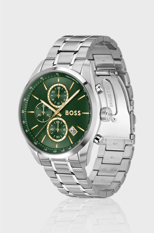 GRAND PRIX 44 GREEN-DIAL WATCH WITH STEEL BRACELET