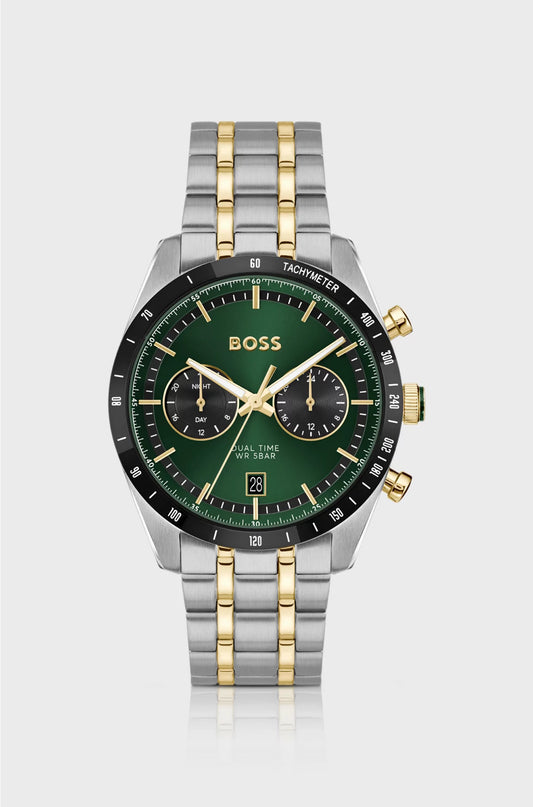 TOURMASTER GREEN-DIAL WATCH WITH TWO-TONE BRACELET