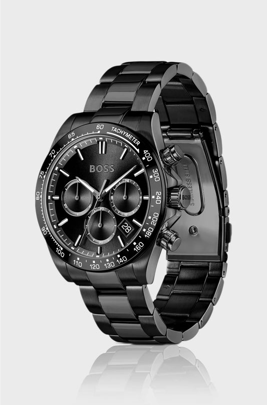 HERO 2.0 BLACK-DIAL CHRONOGRAPH WATCH WITH TONAL BRACELET