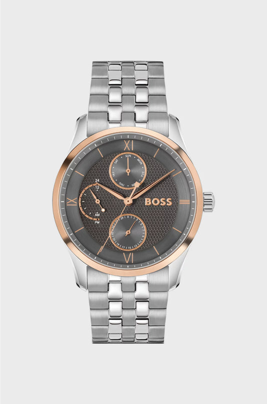 PRINCIPLE MASTER GREY-TEXTURED-DIAL WATCH WITH MULTI-LINK BRACELET