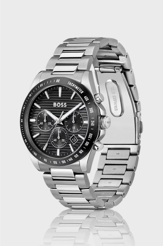STRIKE BLACK-DIAL CHRONOGRAPH WATCH WITH H-LINK BRACELET