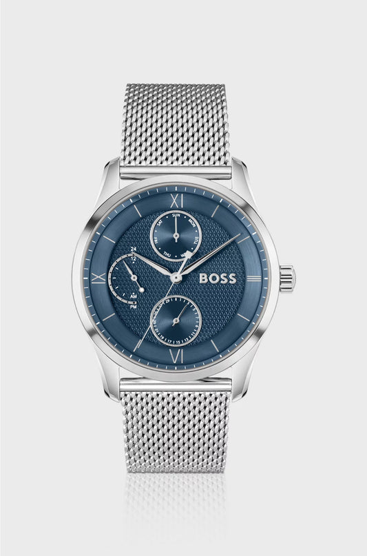 BLUE-DIAL WATCH WITH MESH BRACELET