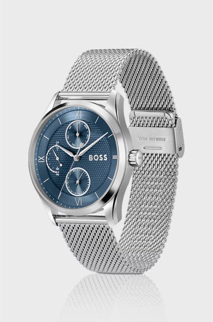 BLUE-DIAL WATCH WITH MESH BRACELET