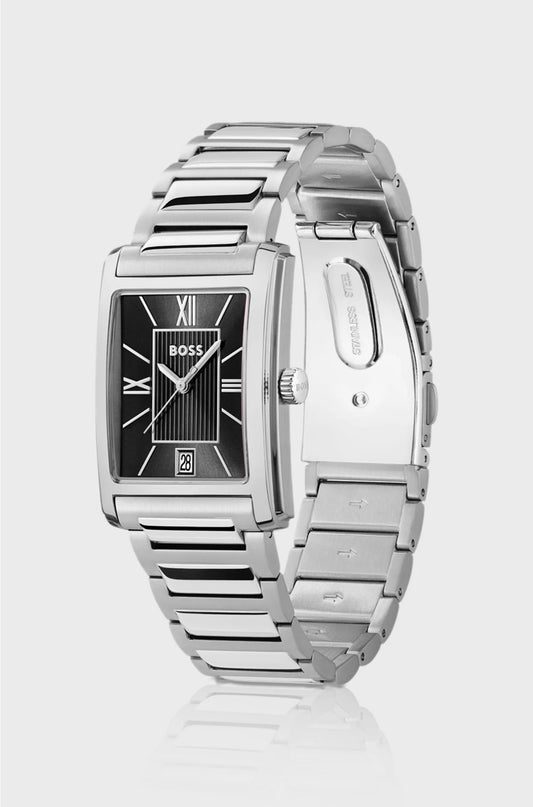 PRINCIPLE DRESS BLACK-DIAL WATCH WITH H-LINK BRACELET