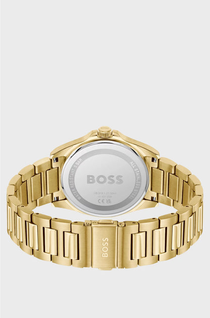 GOLD-TONE WATCH WITH BLUE RIDGED DIAL