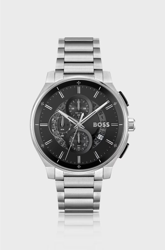 STAINLESS-STEEL CHRONOGRAPH WATCH WITH TRANSPARENT DIAL