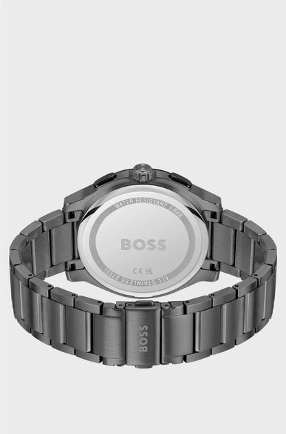 BLACK-PLATED CHRONOGRAPH WATCH WITH TRANSPARENT DIAL