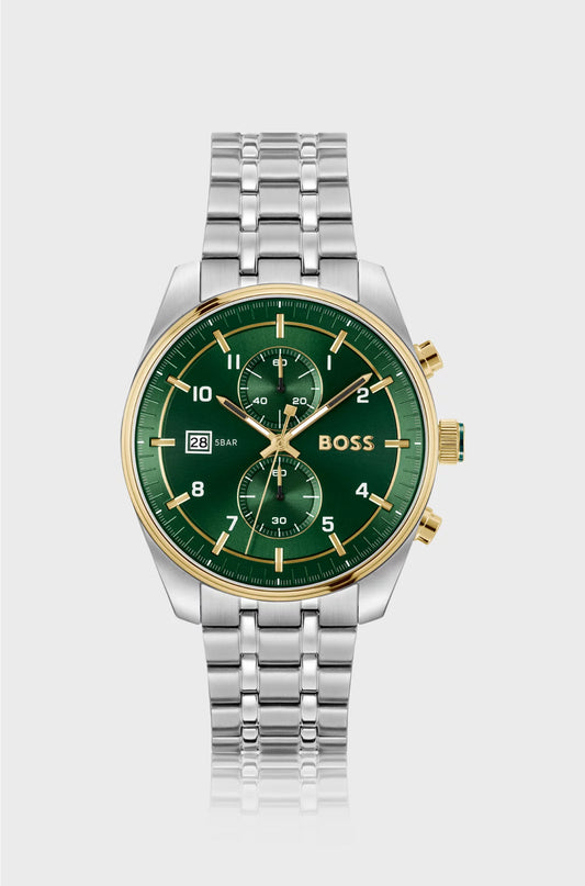 TWO-TONE CHRONOGRAPH WATCH WITH GREEN DIAL